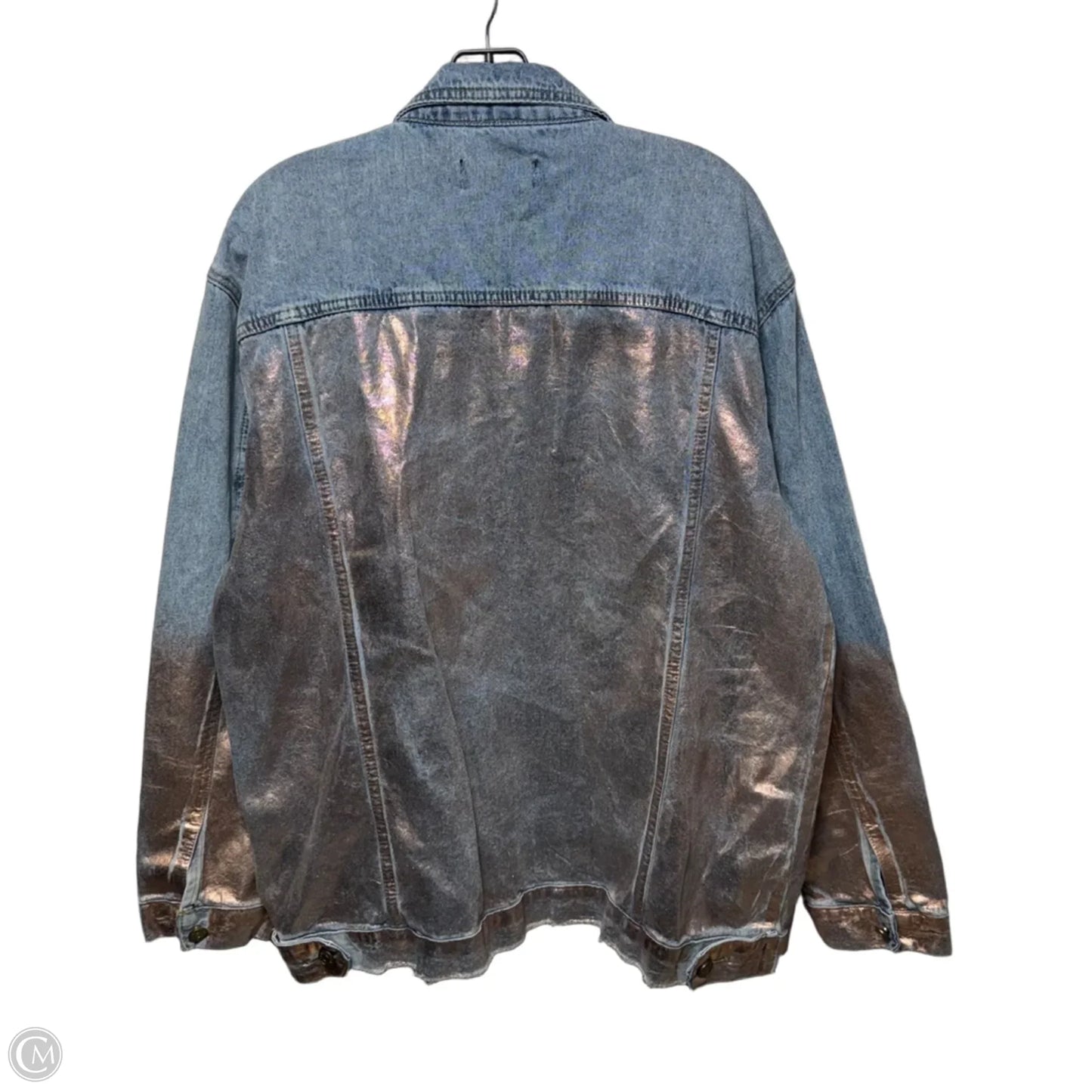 Jacket Denim By Lucky & Blessed In Blue & Pink, Size: XL