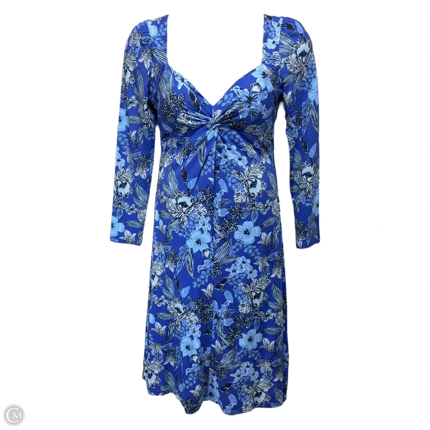 Claudia Twist-Front Midi Dress Designer By Lilly Pulitzer In Blue, Size: 10