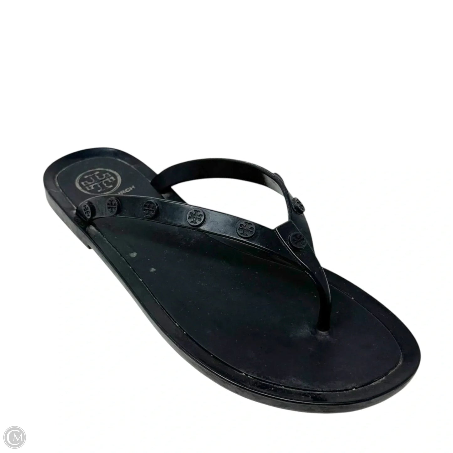 Studded Jelly Flip FlopSandals Designer By Tory Burch In Black, Size: 7.5