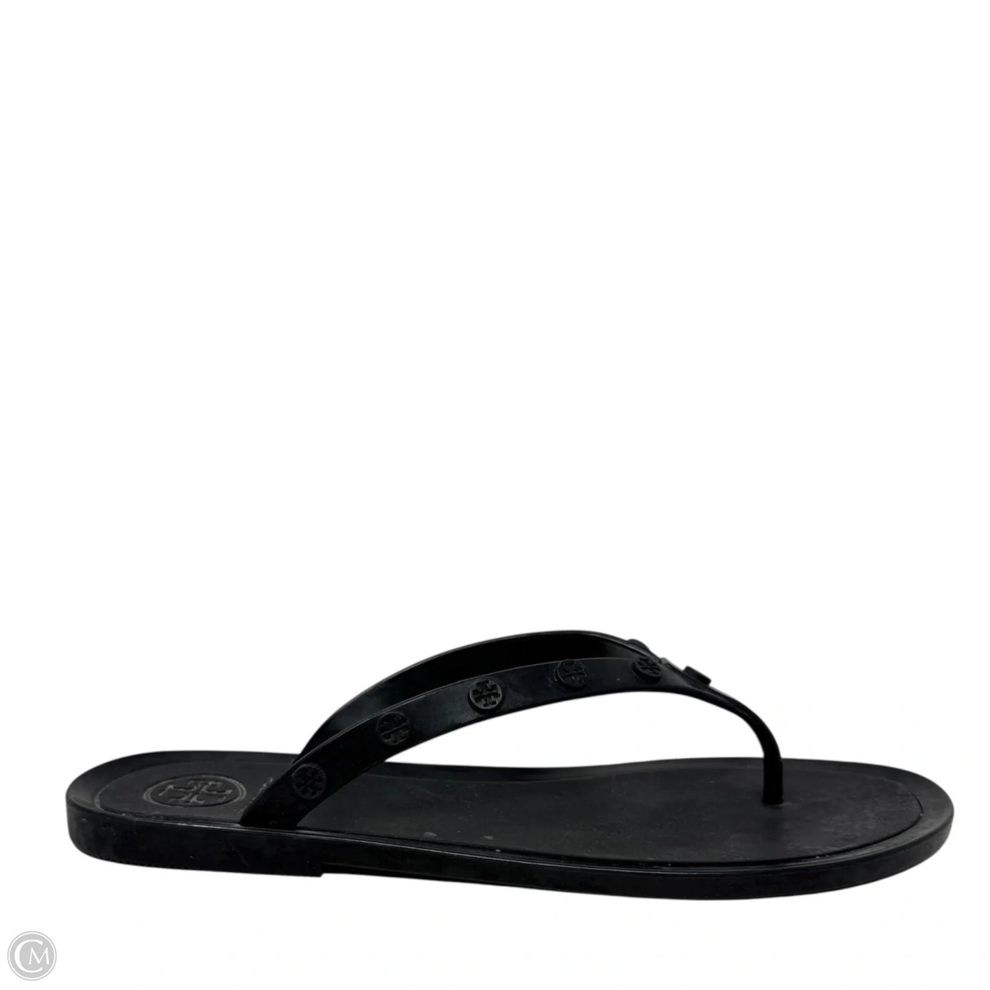 Studded Jelly Flip FlopSandals Designer By Tory Burch In Black, Size: 7.5