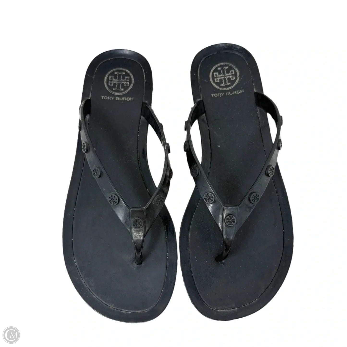Studded Jelly Flip FlopSandals Designer By Tory Burch In Black, Size: 7.5