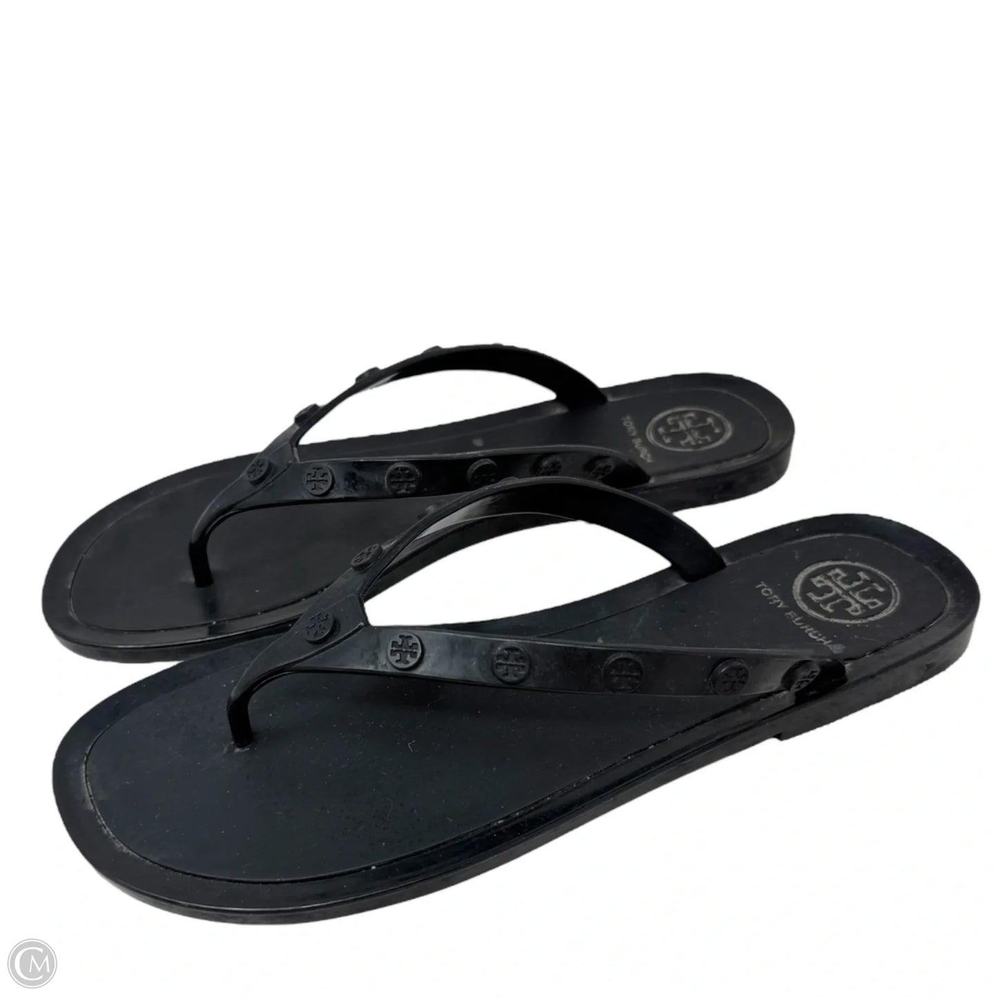 Studded Jelly Flip FlopSandals Designer By Tory Burch In Black, Size: 7.5