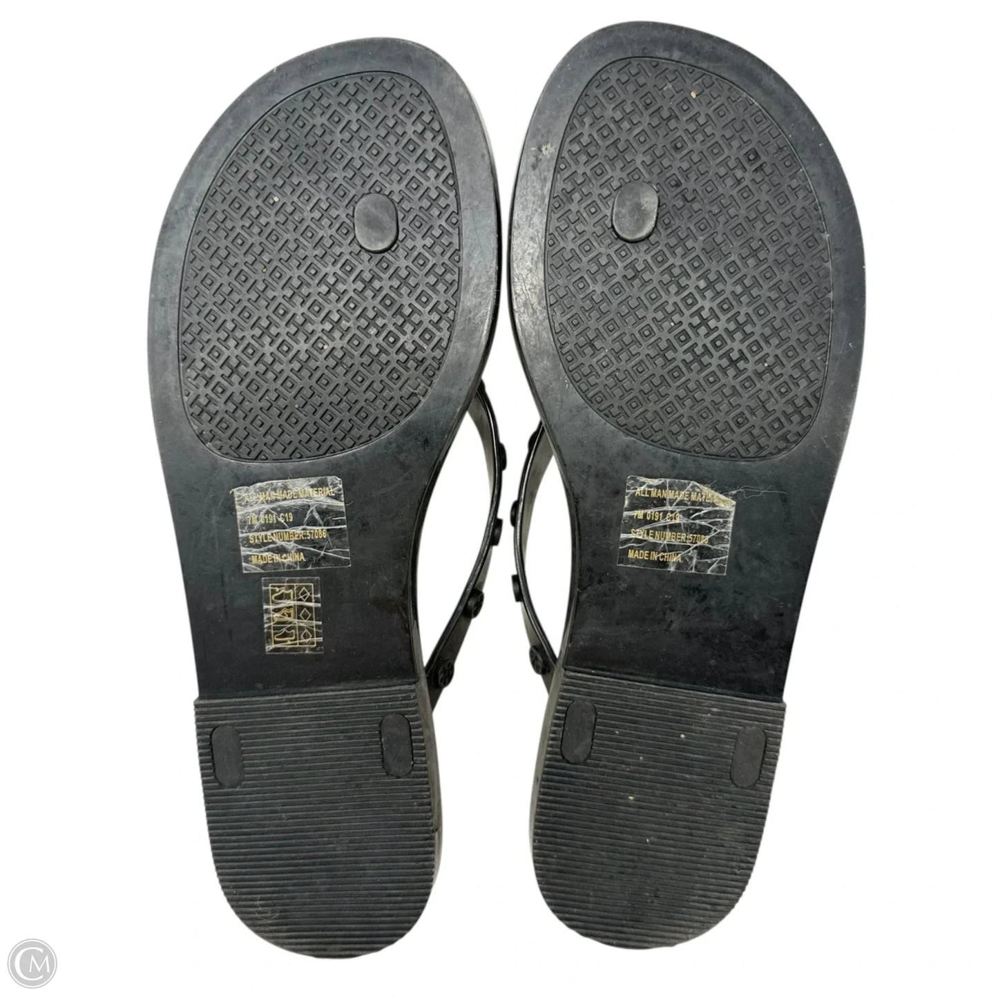 Studded Jelly Flip FlopSandals Designer By Tory Burch In Black, Size: 7.5