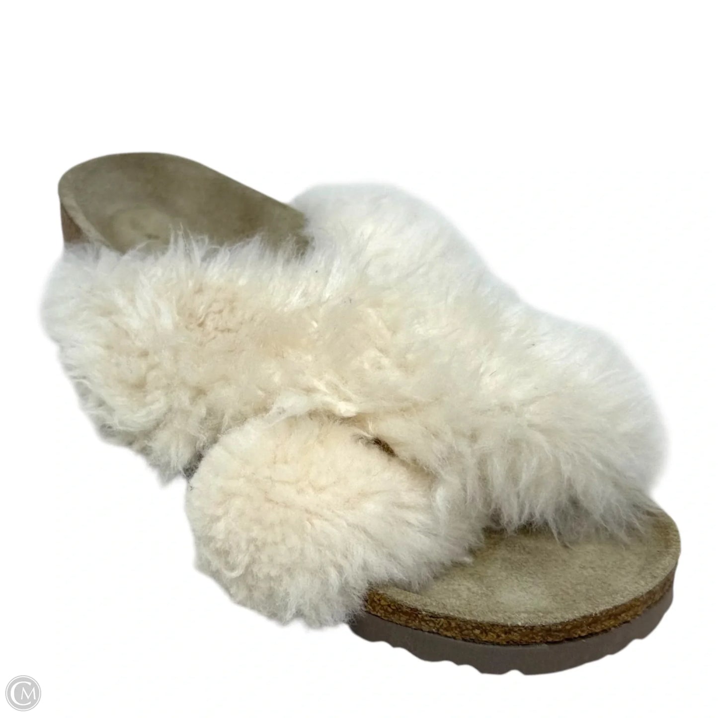 Daytona Shearling Slide Sandals By Papillion In Cream, Size: 8