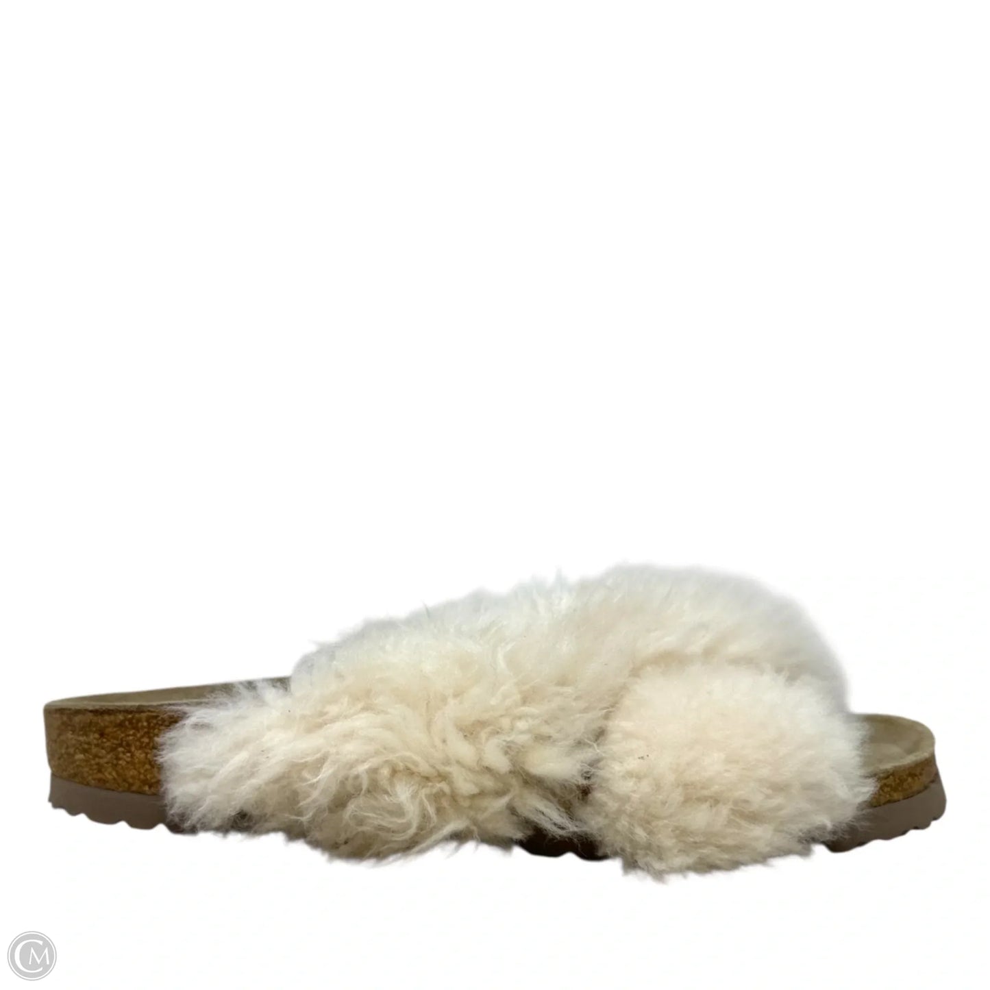Daytona Shearling Slide Sandals By Papillion In Cream, Size: 8