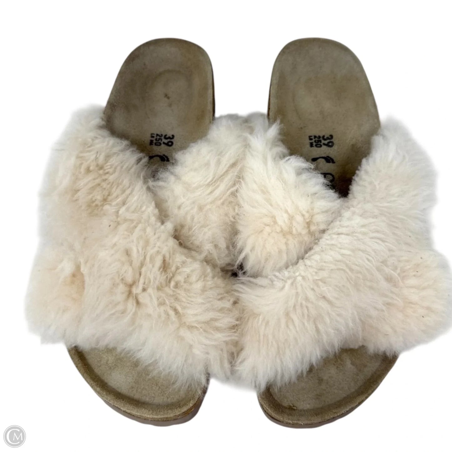 Daytona Shearling Slide Sandals By Papillion In Cream, Size: 8