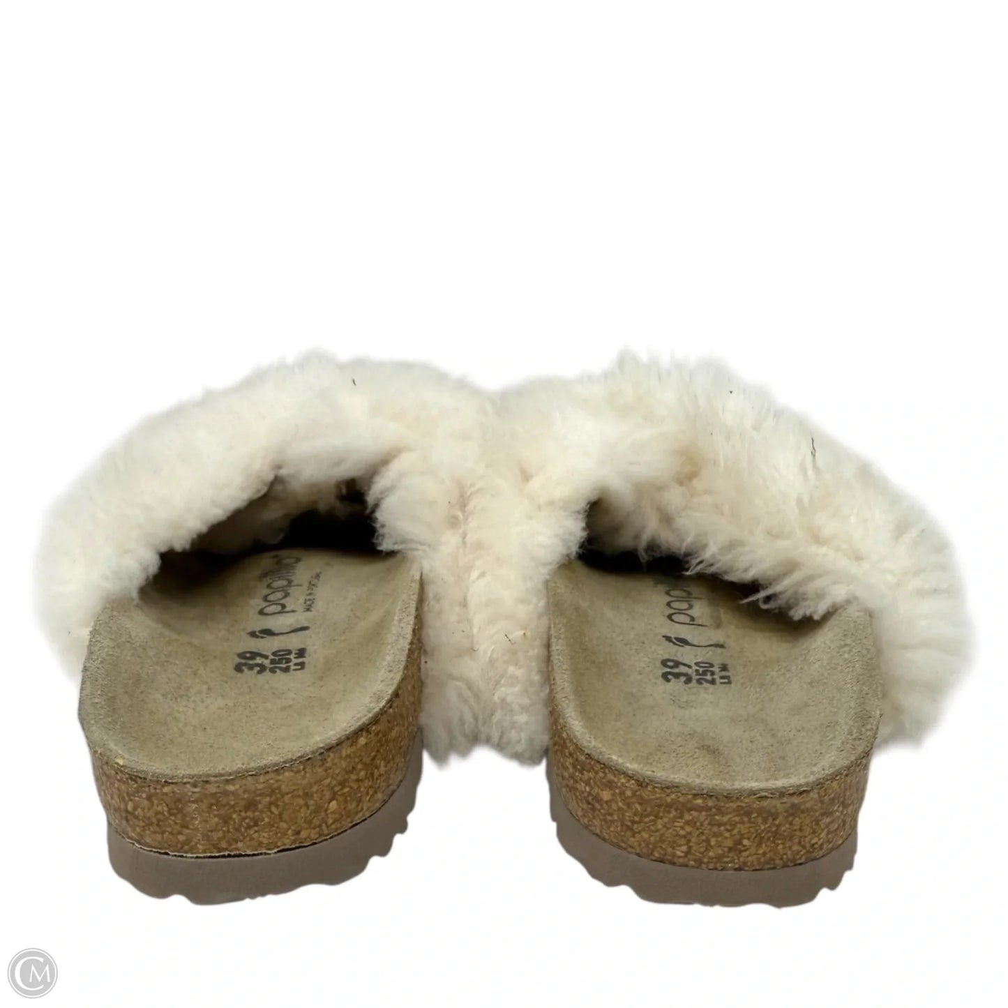 Daytona Shearling Slide Sandals By Papillion In Cream, Size: 8