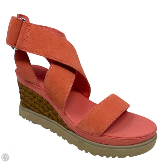 Ileana Ankle Strap Wedge Sandals Designer By Ugg In Peach, Size: 7