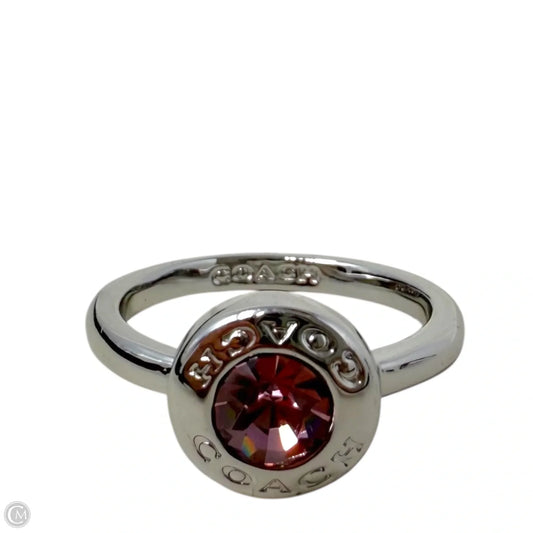 Signature Open Circle Stone Ring Designer By Coach, Size: 7.5