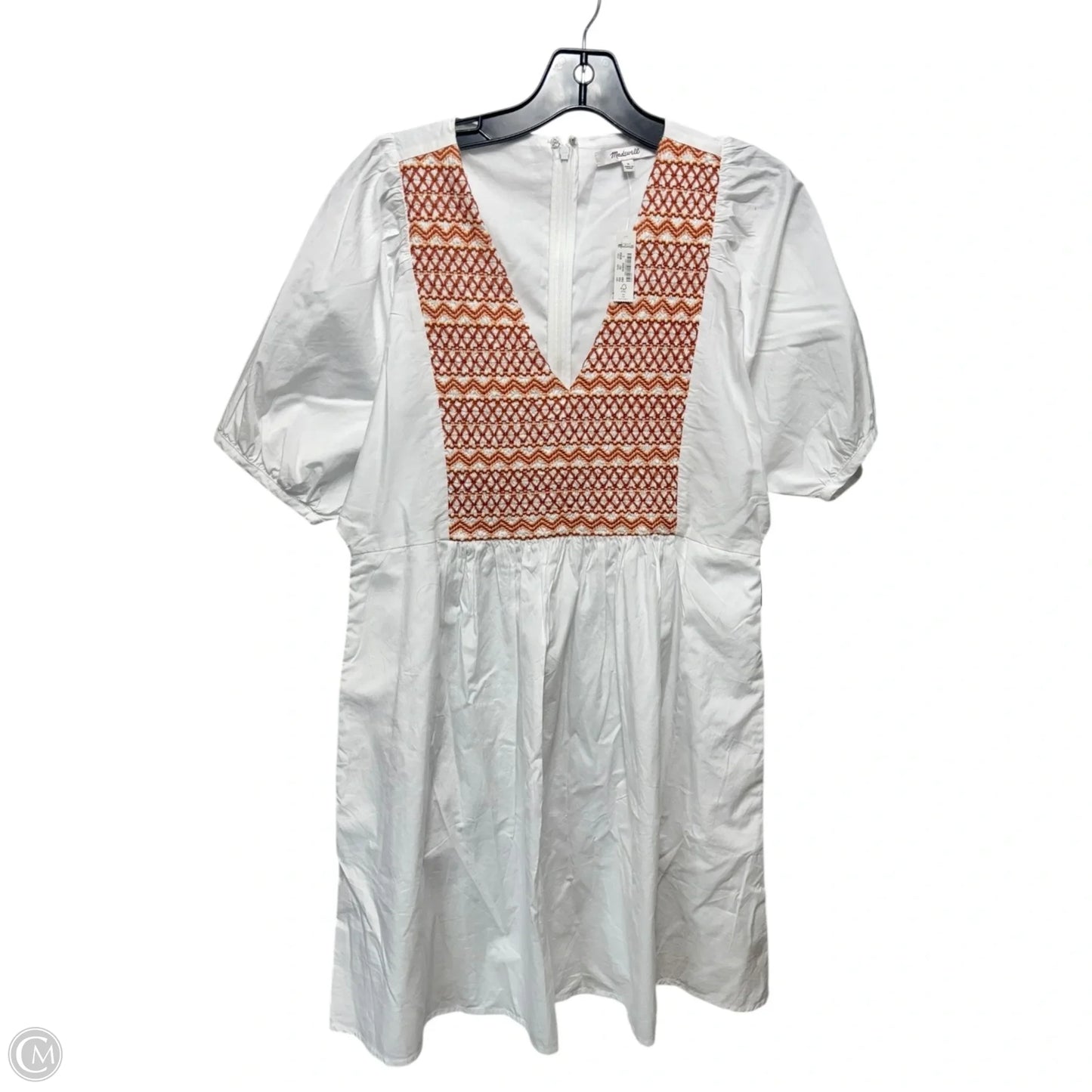 Embroidered Dress Casual Midi By Madewell In Orange & White, Size: S