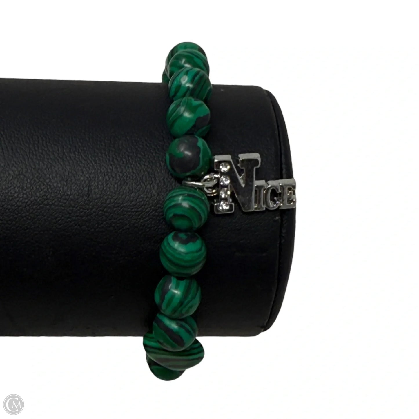 “Nice” Malachite Beaded Stretch Bracelet