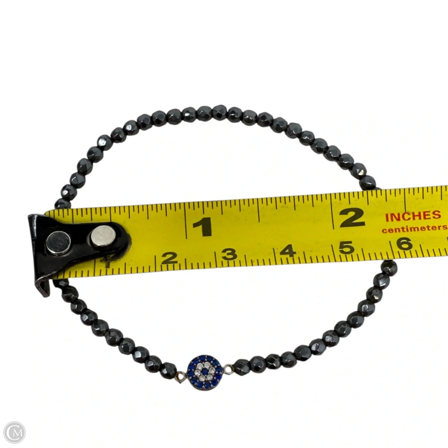 Sterling Silver, CZ & Marcasite Fatima Eye Beaded Stretch Bracelet