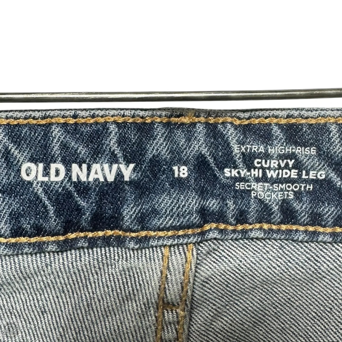 Extra High-Rise Curvy Sky-Hi Wide Leg Jeans By Old Navy In Blue Denim, Size: 18