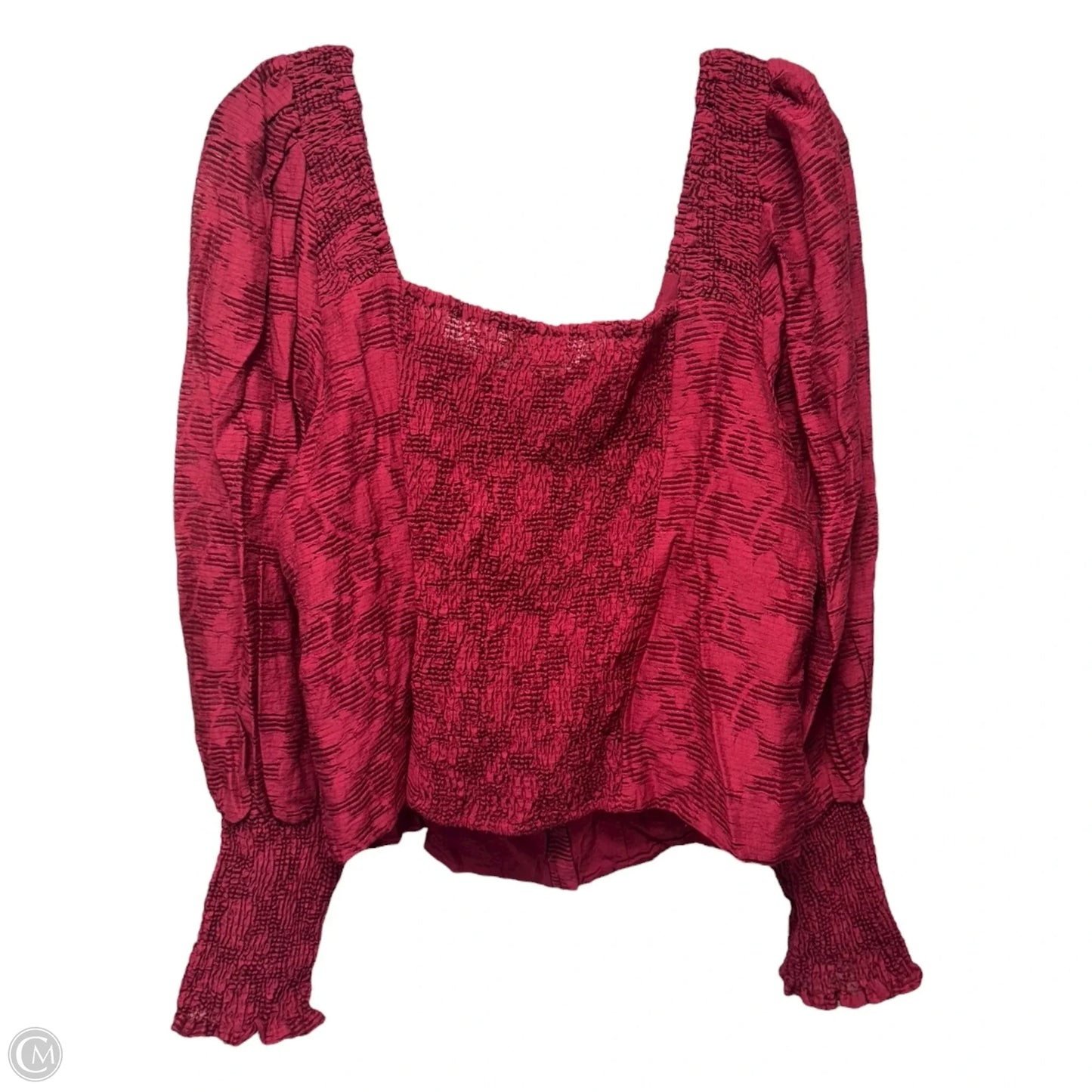 Romantic Puff Sleeve Smocked Blouse By Anthropologie In Red, Size: XL