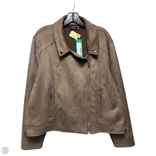 Faux Suede Jacket Moto By Vero Moda In Tan, Size: 22