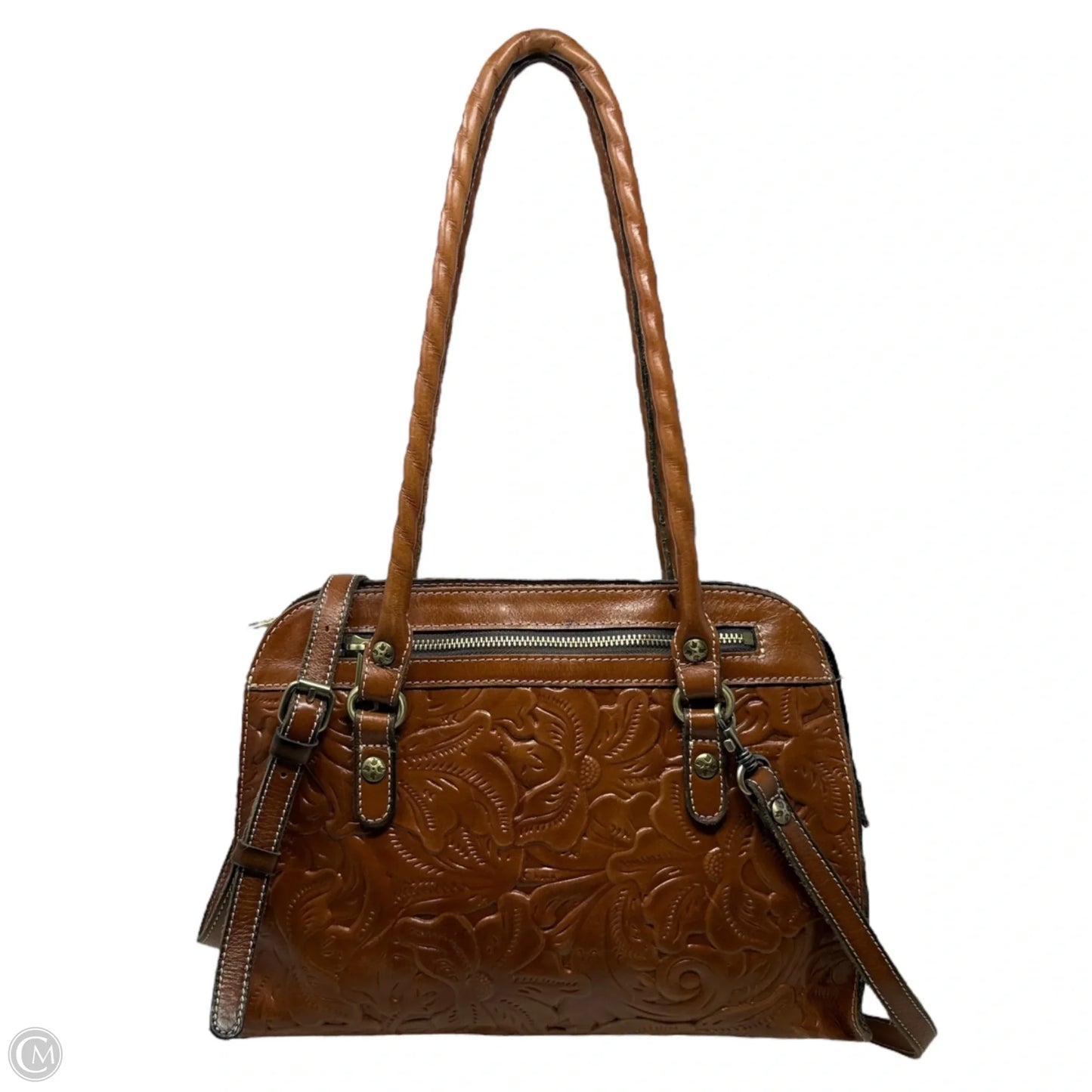 Calvi Square Satchel In Tooled Florence Designer By Patricia Nash, Size: Medium