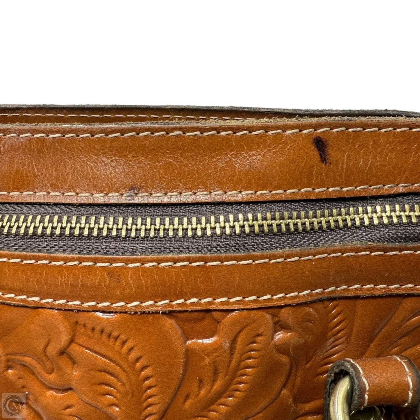 Calvi Square Satchel In Tooled Florence Designer By Patricia Nash, Size: Medium