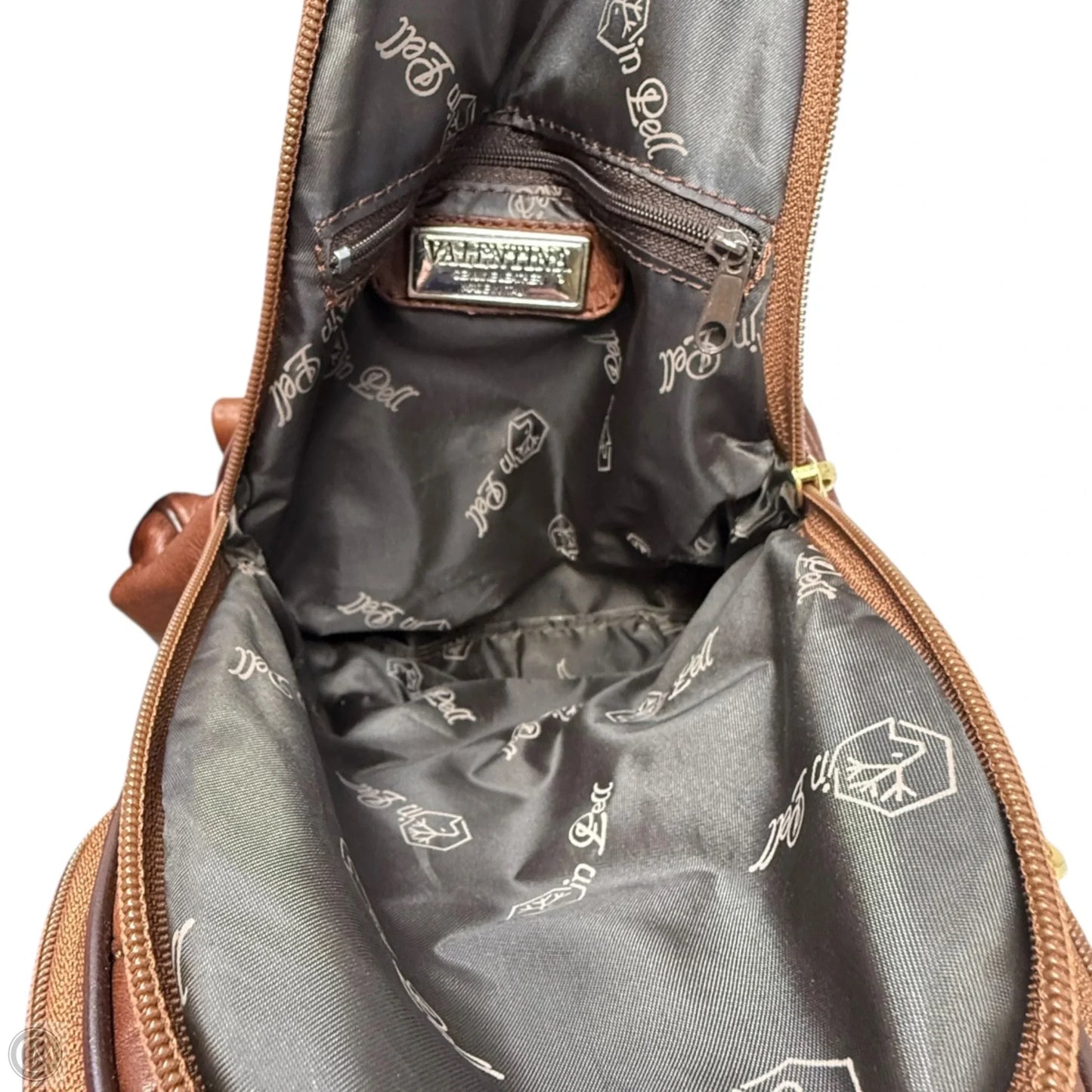 Italian Leather Convertible Backpack Sling By Valentina, Size: Small