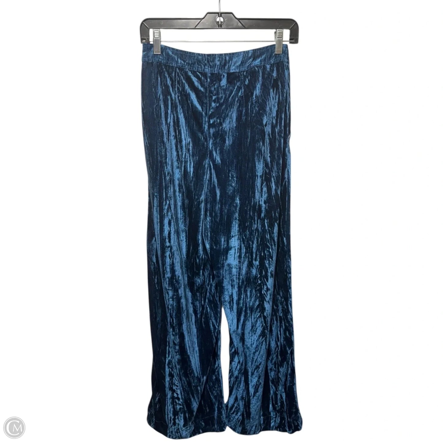 Runaway Crushed Velvet Wide Leg Trousers By Free People In blue, Size: 4