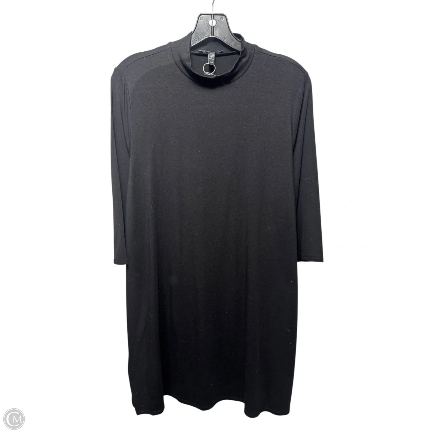 Slit Mock Neck Tunic 3/4 Sleeve By Eileen Fisher In Black, Size: M