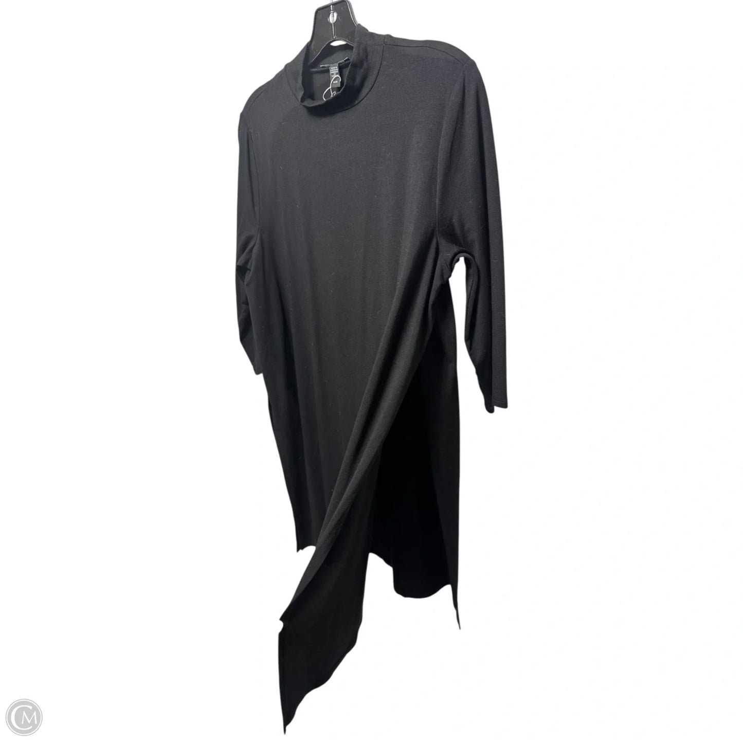 Slit Mock Neck Tunic 3/4 Sleeve By Eileen Fisher In Black, Size: M