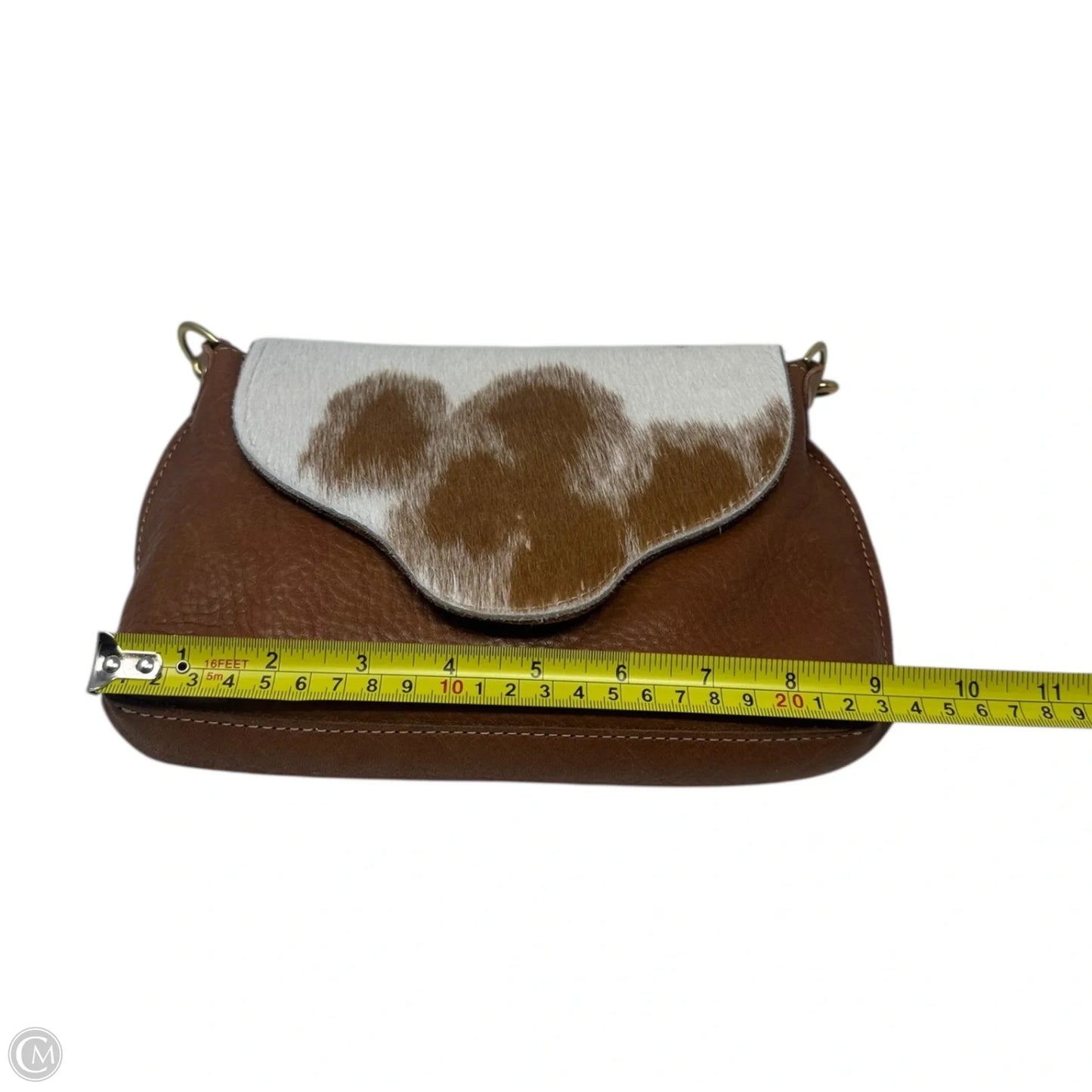 Cow Flap Crossbody Handbag Leather By Mi Casa Bella, Size: Small