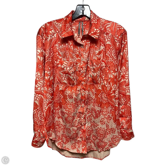 The Brielle Relaxed Buttondown Blouse By Anthropologie In Orange, Size: XS