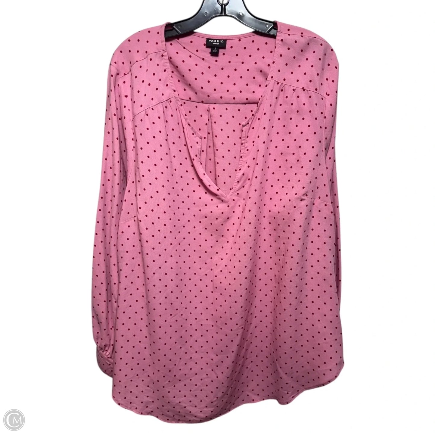 Top Long Sleeve By Torrid In Polkadot Pattern, Size: 2x