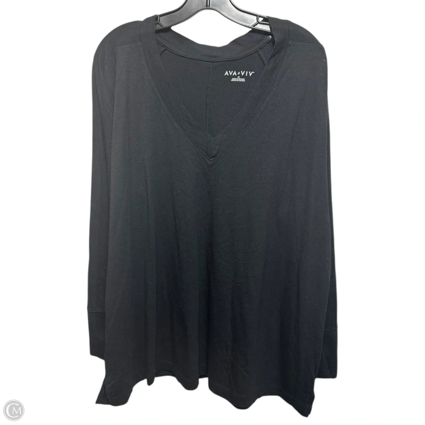 Top Long Sleeve Basic By Ava & Viv In Black, Size: 2x