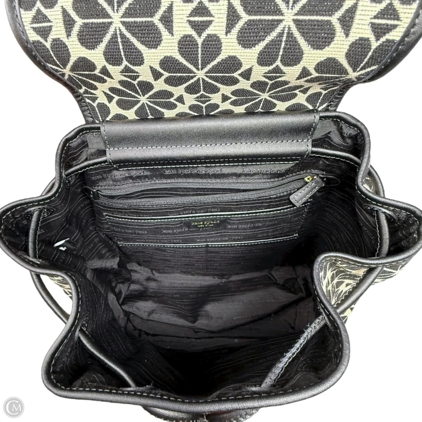 Spade Flower Jacquard Stripe Sinch Flap Backpack Designer By Kate Spade, Size: Medium