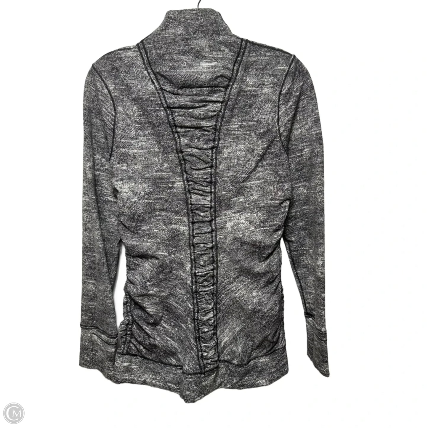 Athletic Top Long Sleeve Collar By Lululemon In Black & White, Size: 10