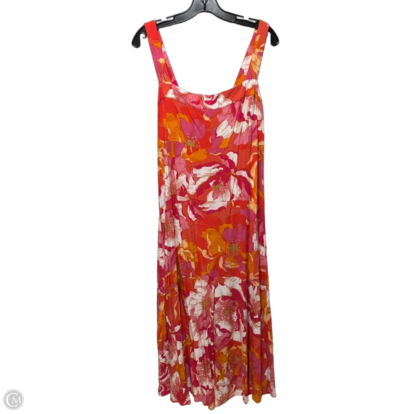 Printed Tiered Maxi Dress By Vince Camuto In Radiant Orange & Pink, Size: XLP