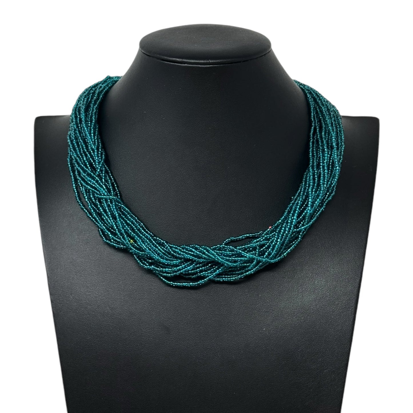 Vintage Multi Strand Beaded Necklace In Turquoise Tone By Unsigned but attributed to Gerda Lynggaard for Monies