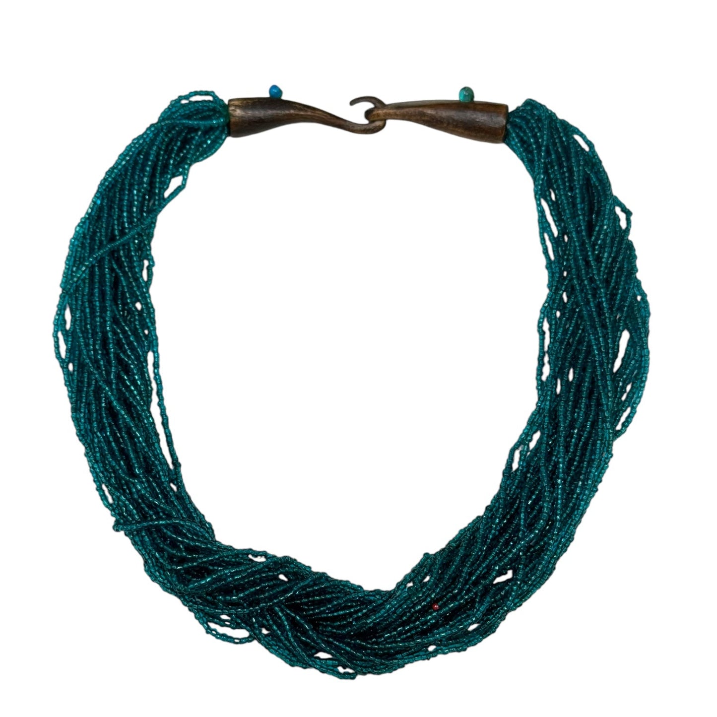 Vintage Multi Strand Beaded Necklace In Turquoise Tone By Unsigned but attributed to Gerda Lynggaard for Monies