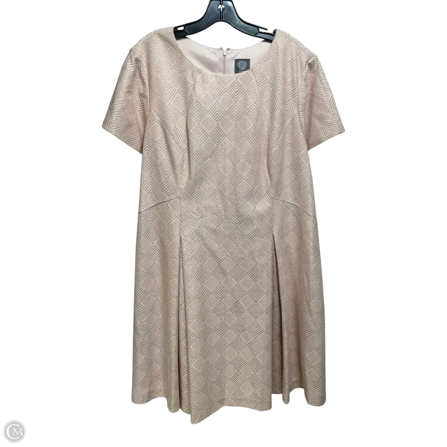 Metallic Chevron Textured Dress Casual Midi By Vince Camuto In Peach, Size: 20