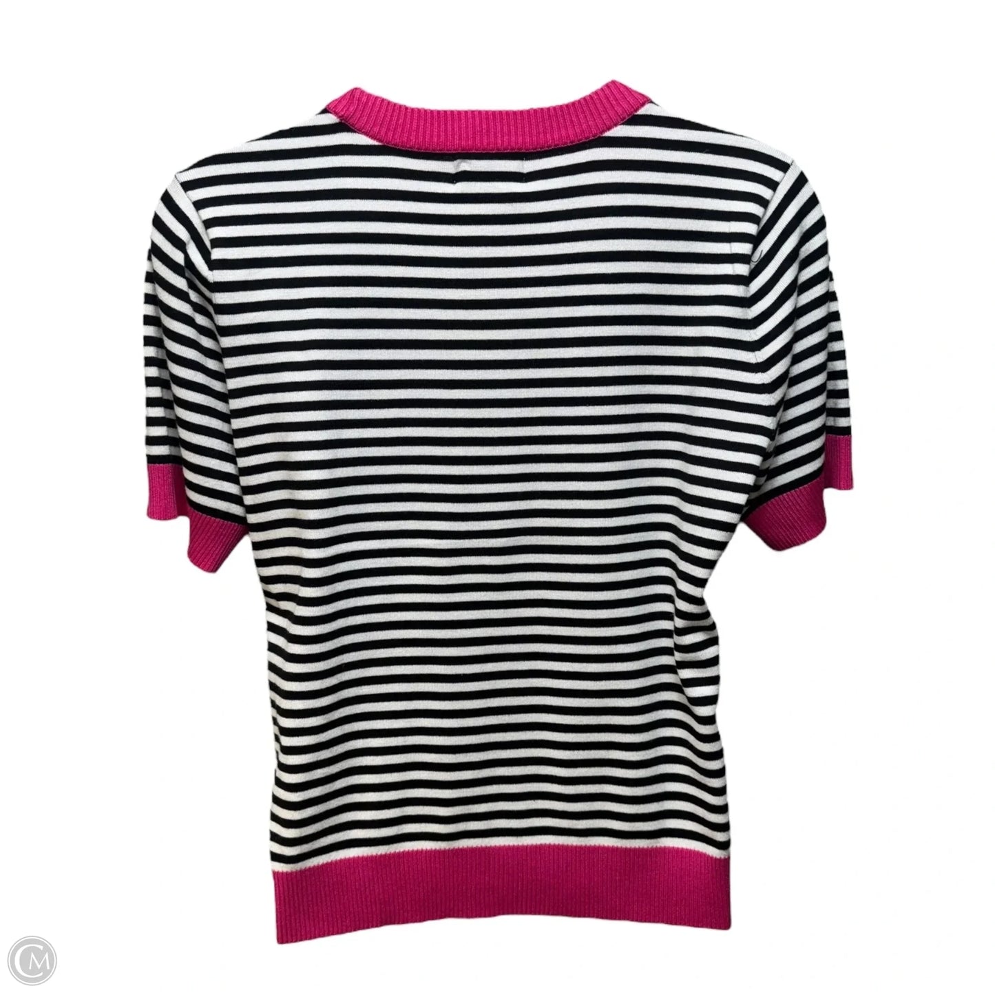 Logo Sweater Short Sleeve Designer By Karl Lagerfeld In Striped Pattern, Size: Xl
