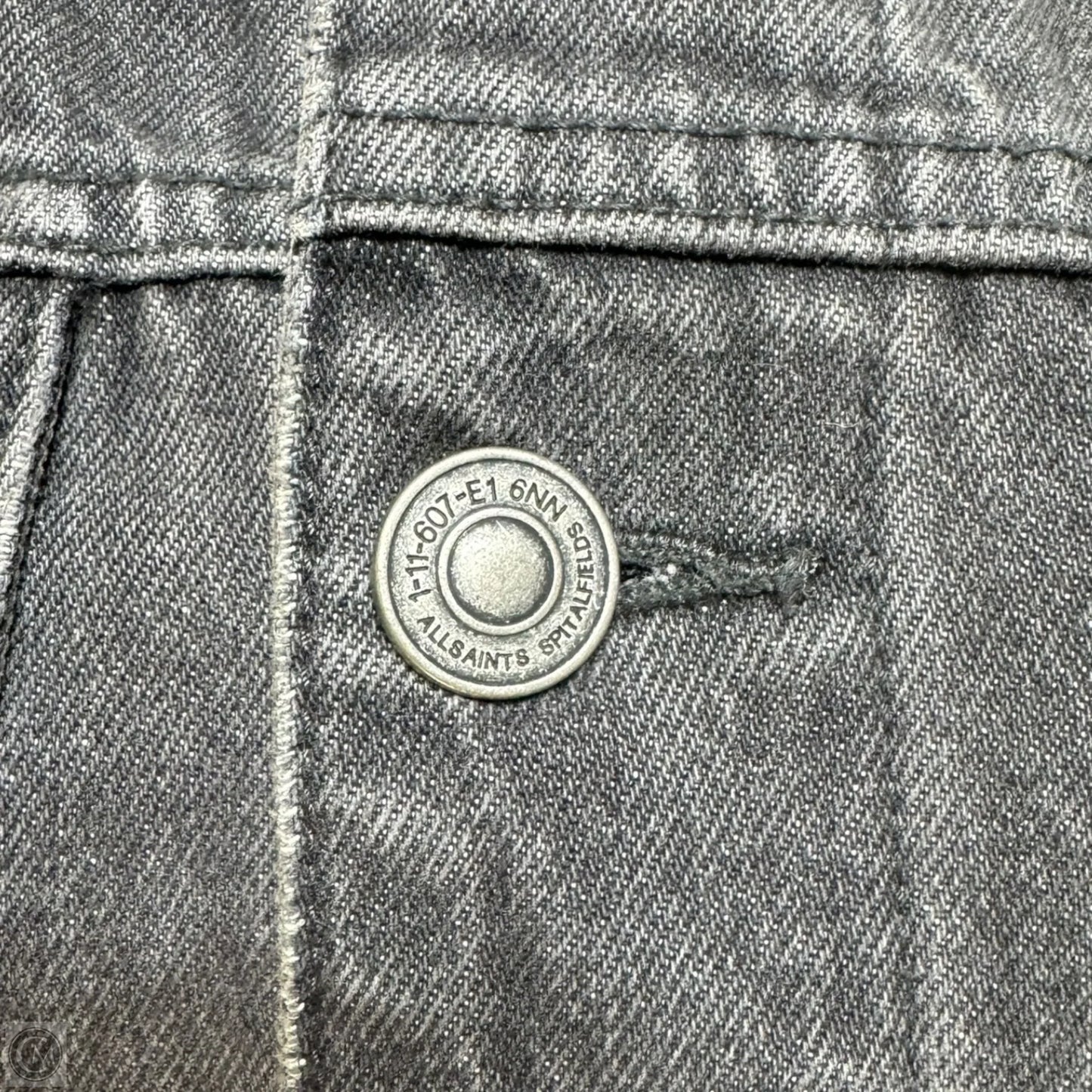 Jacket Designer By All Saints In Black Denim, Size: M
