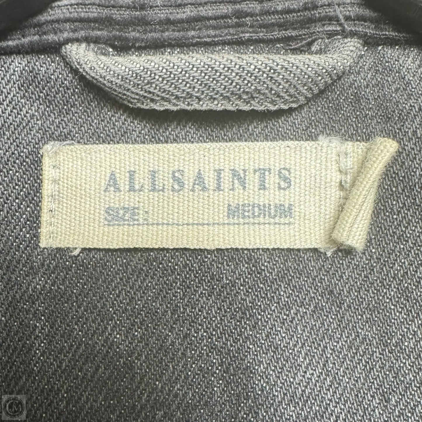 Jacket Designer By All Saints In Black Denim, Size: M