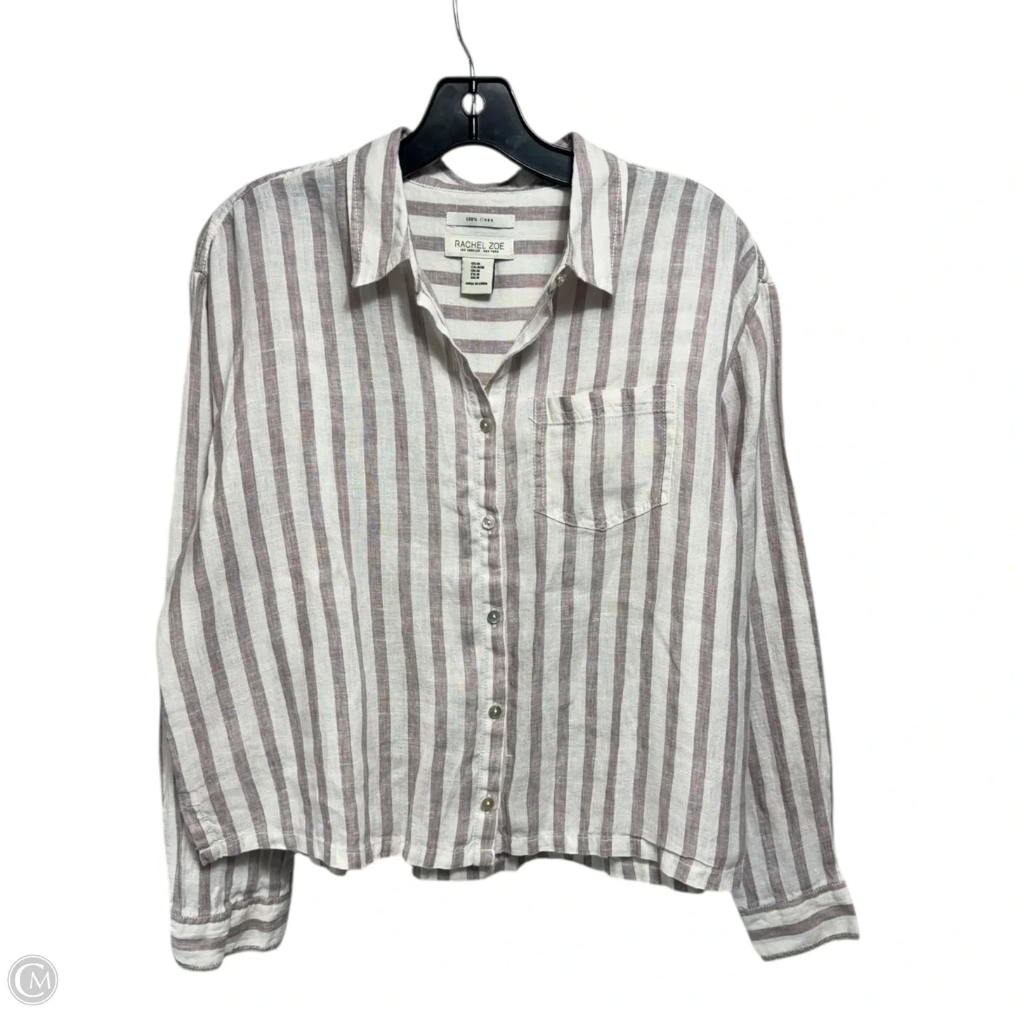 Linen Top Long Sleeve By Rachel Zoe In Striped Pattern, Size: M
