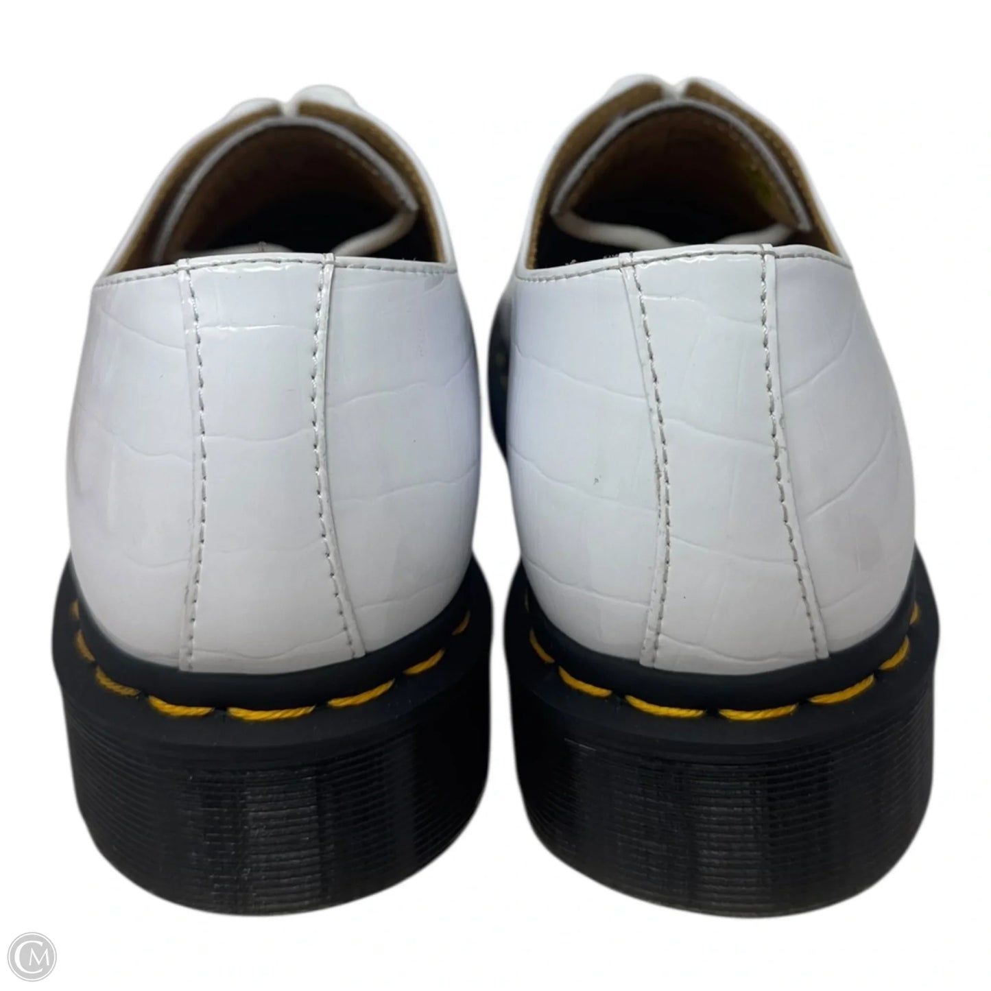 1461 Croc Embossed Patent Shoes Flats By Dr Martens In White, Size: 8