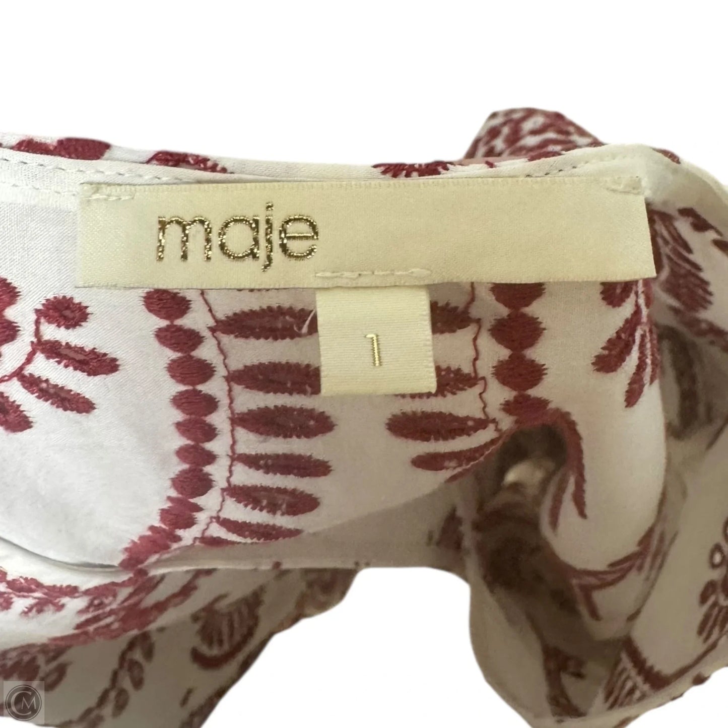 Remember Embroidered Tiered Scallop Hem Dress Casual Short By Maje In Red & White, Size: S