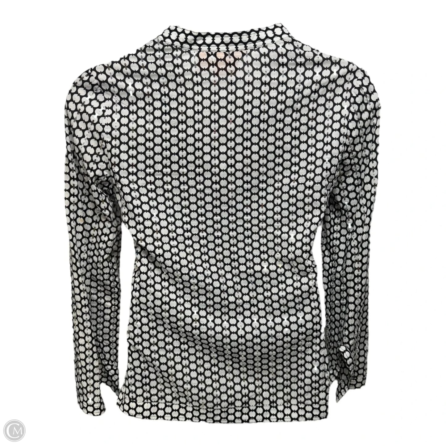 Square Sequin Top Long Sleeve Designer By Tory Burch In Black & White, Size: 8