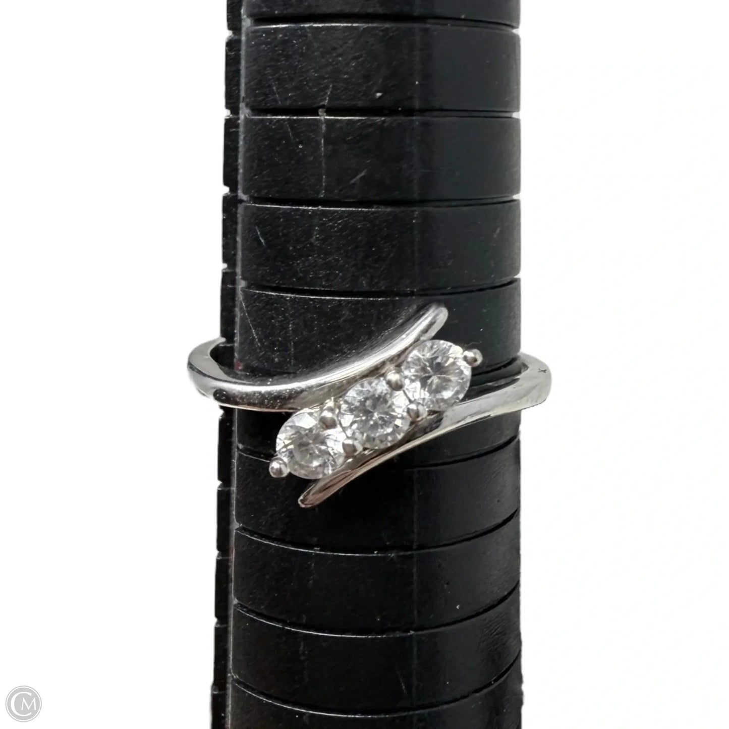 Triple CZ Sterling Silver Bypass Ring By Clothes Mentor, Size: 9
