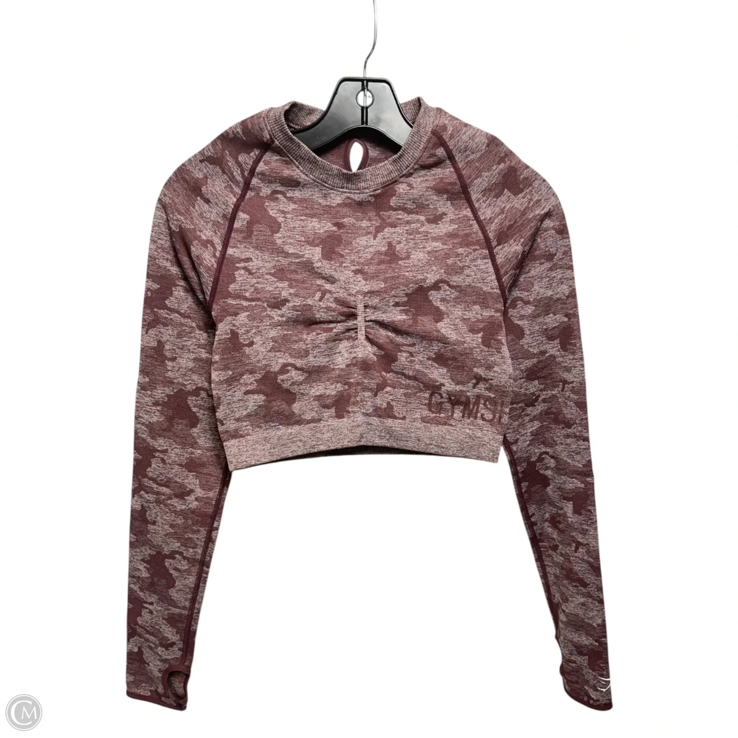 Athletic Top Long Sleeve Crewneck By Gym Shark In Maroon, Size: M