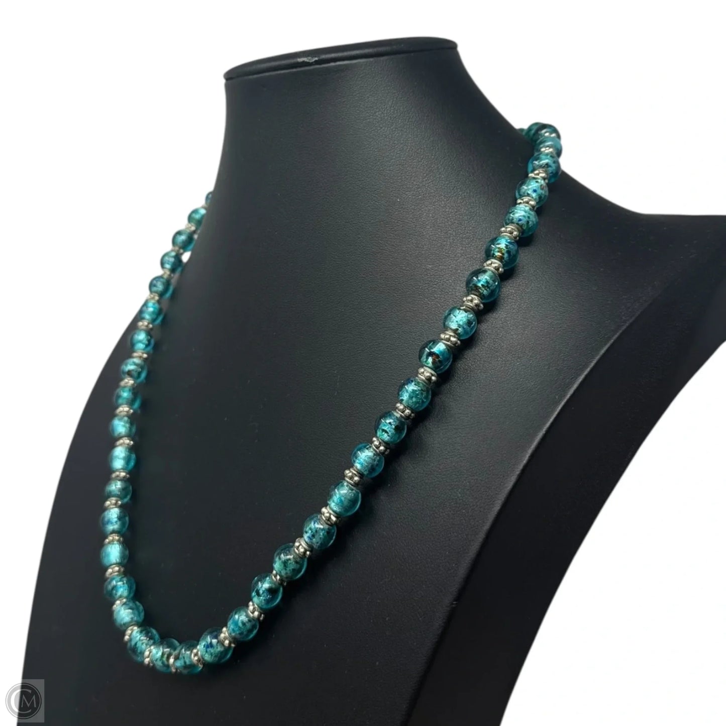 Blue Glass Bead Sterling Silver Necklace