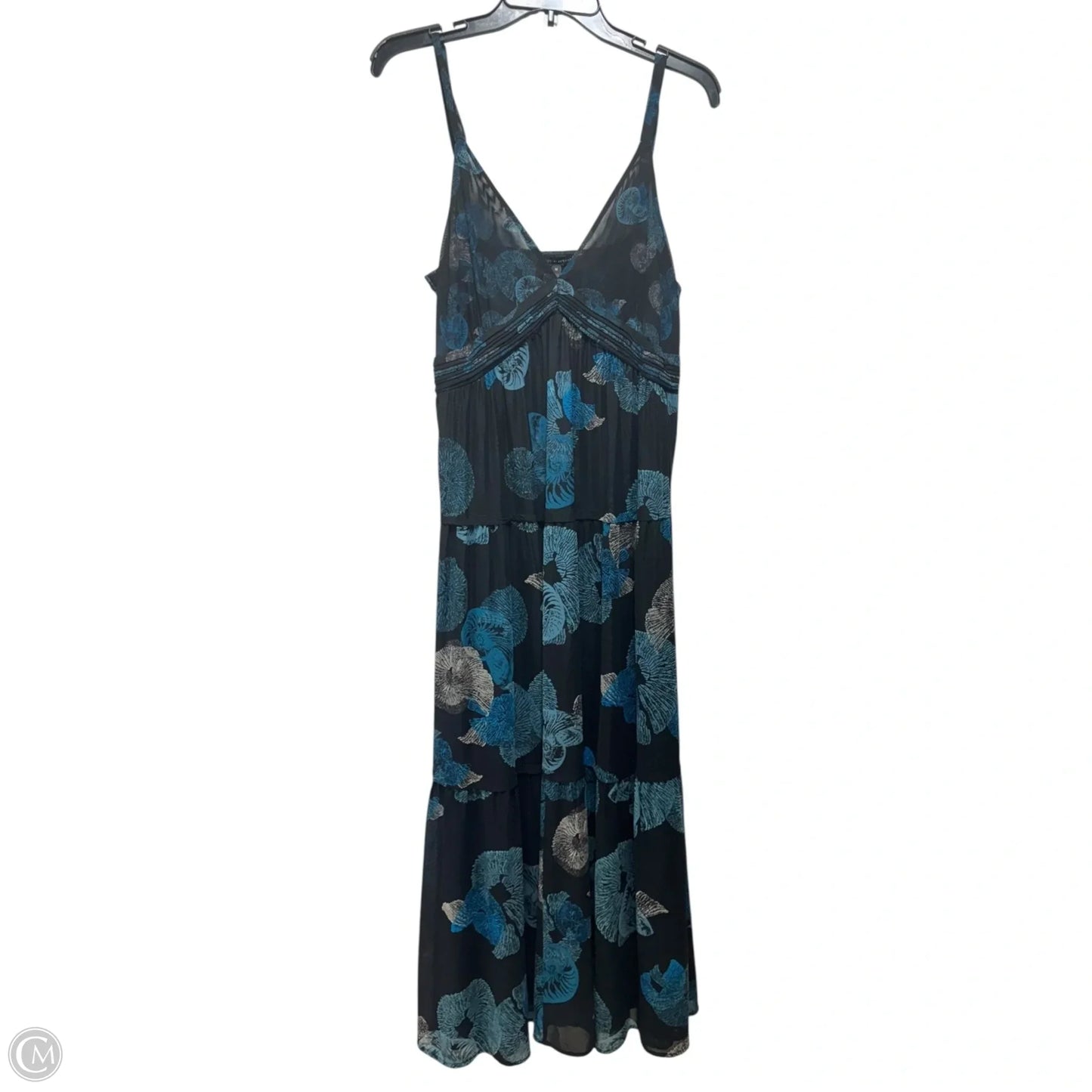 V-Neck Mesh Maxi Dress By White House Black Market In Black & Blue, Size: M