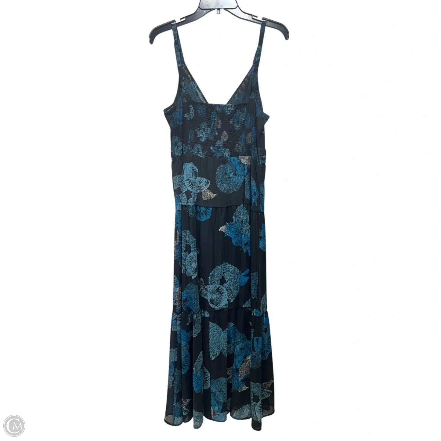 V-Neck Mesh Maxi Dress By White House Black Market In Black & Blue, Size: M
