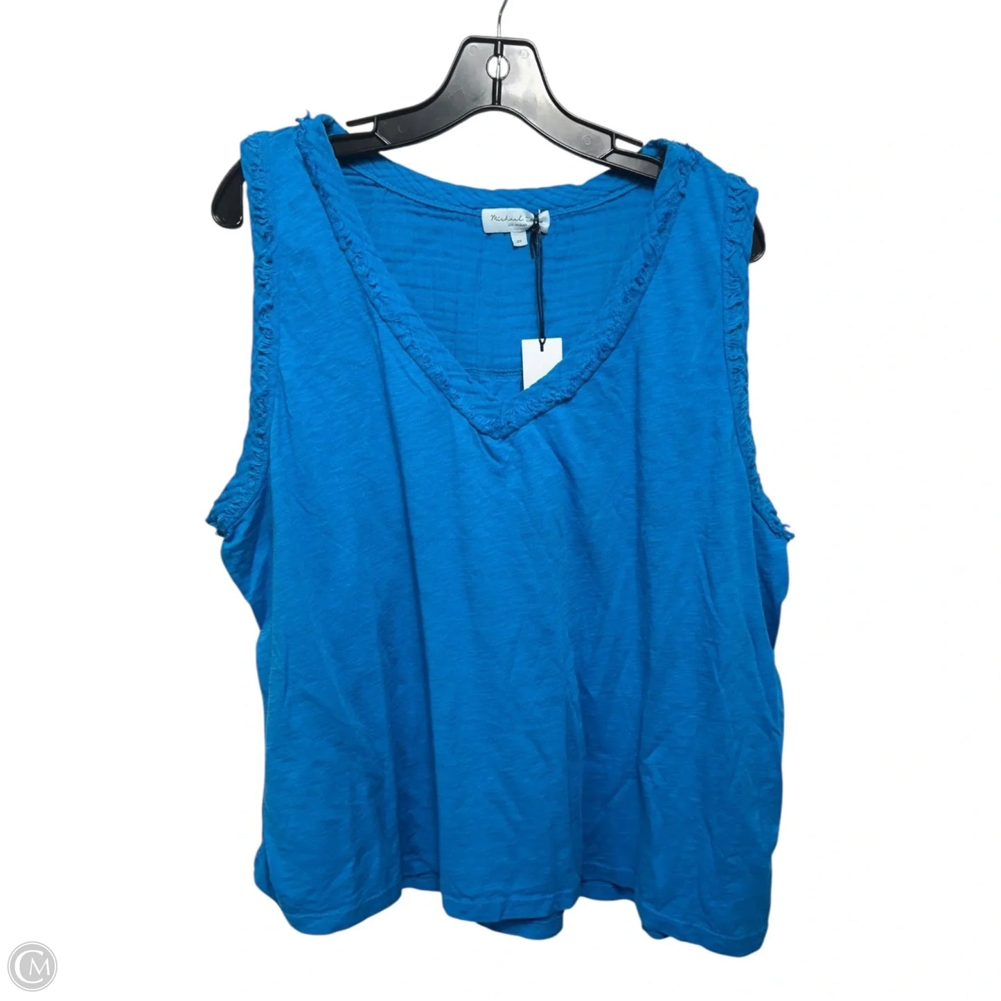 Dina Mixed Fabric Tank Top By Michael Stars In Blue, Size: 2X