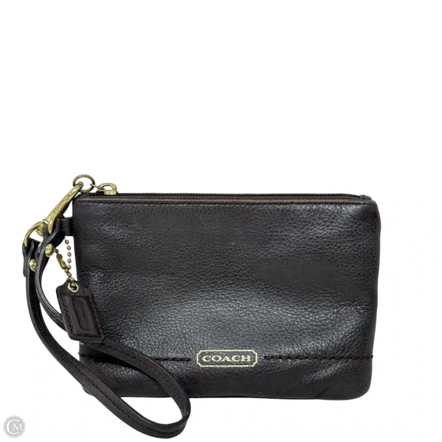 Campbell Leather Wristlet In Mahogany Designer By Coach, Size: Small
