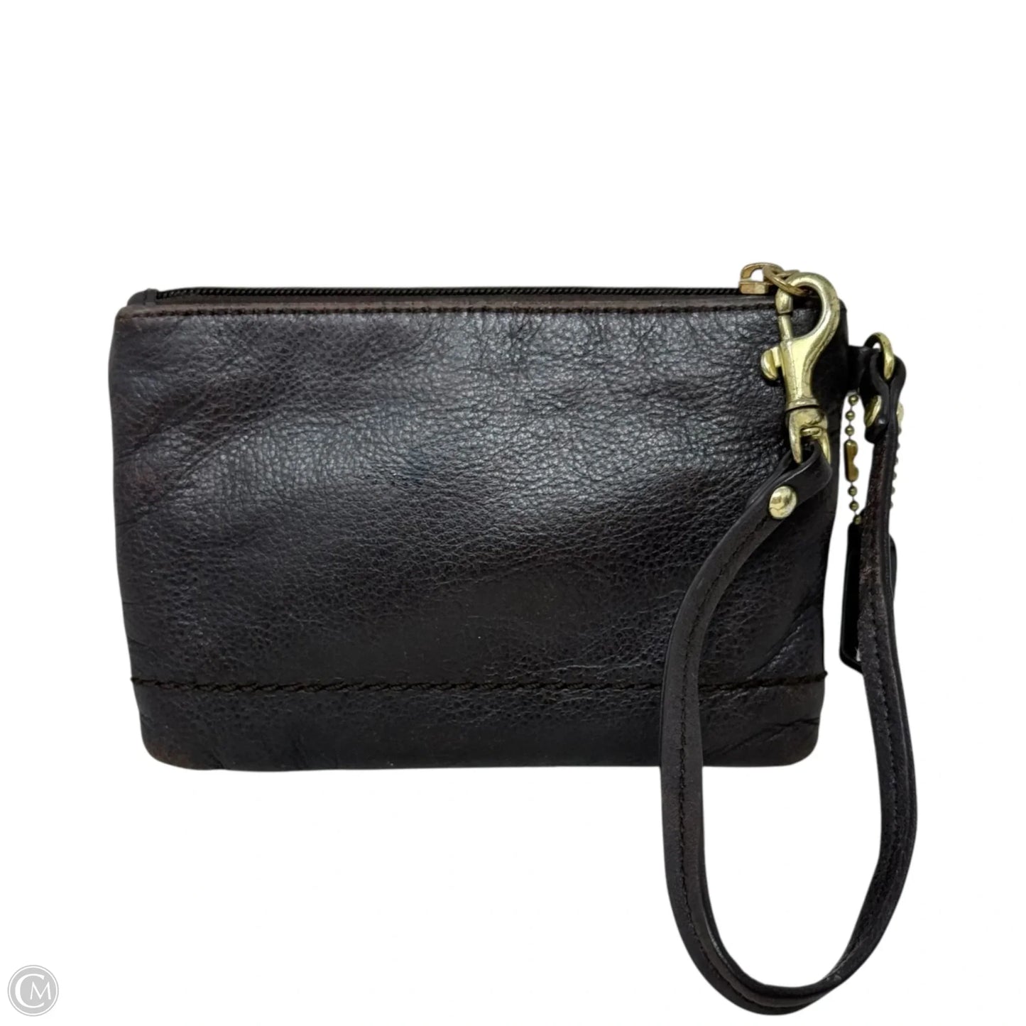 Campbell Leather Wristlet In Mahogany Designer By Coach, Size: Small